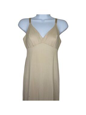 Vintage Beige Full-Length Nylon Slip Size 34 Small Adjustable Straps Style 8014